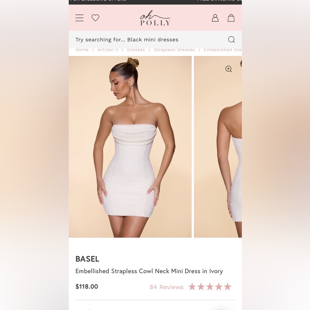 Embellished strapless dress - Ivory